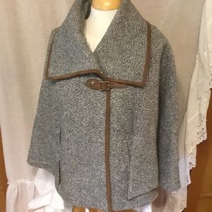 Guess Gray Cape with Brown Trim